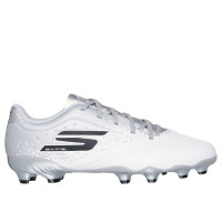 Skechers Razor 1.5 Gazon Naturel Chaussures de Foot (FG) Enfants Blanc Argenté Noir