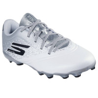 Skechers Razor 1.5 Gazon Naturel Chaussures de Foot (FG) Enfants Blanc Argenté Noir