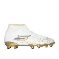 Skechers SKX_1.5 High Gazon Naturel Chaussures de Foot (FG) Tout-Petits Blanc Doré Noir