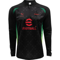 PUMA AC Milan X Off-White Pre-Match Trainingstrui 1/4-Zip 2024-2025 Zwart Rood