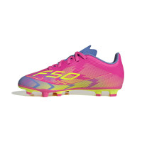 adidas F50 Club Gras / Kunstgras Voetbalschoenen (MG) Kids Roze Neongeel Blauw