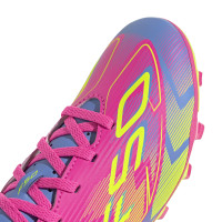 adidas F50 Club Gras / Kunstgras Voetbalschoenen (MG) Kids Roze Neongeel Blauw