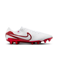 Nike Tiempo Legend 10 Elite Gazon Naturel Chaussures de Foot (FG) Blanc Rouge