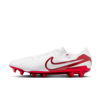 Nike Tiempo Legend 10 Elite Gazon Naturel Chaussures de Foot (FG) Blanc Rouge