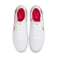 Nike Tiempo Legend 10 Elite Gazon Naturel Chaussures de Foot (FG) Blanc Rouge
