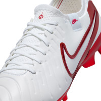 Nike Tiempo Legend 10 Elite Gazon Naturel Chaussures de Foot (FG) Blanc Rouge