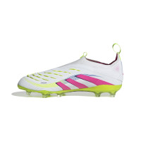 adidas Predator Elite Veterloze Gras Voetbalschoenen (FG) Kids Wit Roze Neongeel