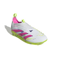 adidas Predator Elite Veterloze Gras Voetbalschoenen (FG) Kids Wit Roze Neongeel