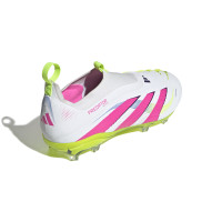 adidas Predator Elite Veterloze Gras Voetbalschoenen (FG) Kids Wit Roze Neongeel