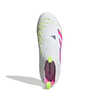 adidas Predator Elite Veterloze Gras Voetbalschoenen (FG) Kids Wit Roze Neongeel