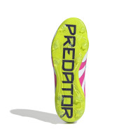 adidas Predator Elite Veterloze Gras Voetbalschoenen (FG) Kids Wit Roze Neongeel