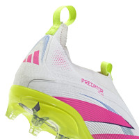 adidas Predator Elite Veterloze Gras Voetbalschoenen (FG) Kids Wit Roze Neongeel