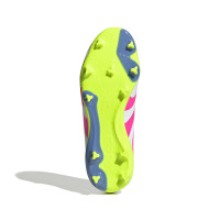 adidas Predator League Gras / Kunstgras Voetbalschoenen (MG) Kids Wit Roze Neongeel