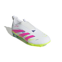 adidas Predator League Veterloze Gras / Kunstgras Voetbalschoenen (MG) Kids Wit Roze Neongeel