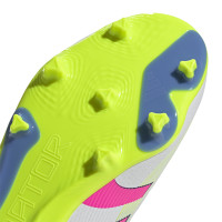 adidas Predator League Veterloze Gras / Kunstgras Voetbalschoenen (MG) Kids Wit Roze Neongeel