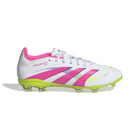 adidas Predator Elite Gras Voetbalschoenen (FG) Kids Wit Roze Neongeel
