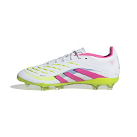 adidas Predator Elite Gras Voetbalschoenen (FG) Kids Wit Roze Neongeel
