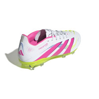 adidas Predator Elite Gras Voetbalschoenen (FG) Kids Wit Roze Neongeel