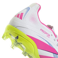 adidas Predator Elite Gras Voetbalschoenen (FG) Kids Wit Roze Neongeel