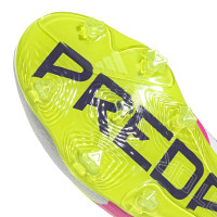 adidas Predator Elite Gras Voetbalschoenen (FG) Kids Wit Roze Neongeel