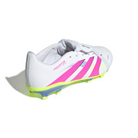 adidas Predator League FT Gras Voetbalschoenen (FG) Kids Wit Roze Neongeel