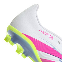 adidas Predator League FT Gras Voetbalschoenen (FG) Kids Wit Roze Neongeel