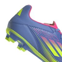 adidas F50 Club Gazon Naturel Gazon Artificiel Chaussures de Foot (MG) Bleu Jaune Néon Rose