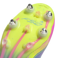 adidas F50 Elite Veterloze IJzeren-Nop Voetbalschoenen (SG) Blauw Neongeel Roze