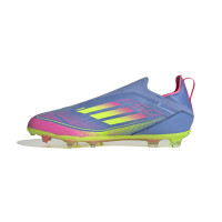 adidas F50 Elite Veterloze Gras Voetbalschoenen (FG) Kids Blauw Neongeel Roze