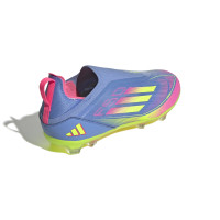 adidas F50 Elite Veterloze Gras Voetbalschoenen (FG) Kids Blauw Neongeel Roze