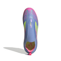 adidas F50 Elite Veterloze Gras Voetbalschoenen (FG) Kids Blauw Neongeel Roze