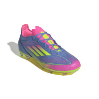 adidas F50 Elite Gras Voetbalschoenen (FG) Kids Blauw Neongeel Roze