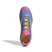 adidas F50 Elite Gras Voetbalschoenen (FG) Kids Blauw Neongeel Roze