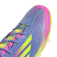 adidas F50 Elite Gras Voetbalschoenen (FG) Kids Blauw Neongeel Roze