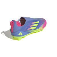 adidas F50 League Veterloze Gras / Kunstgras Voetbalschoenen (MG) Kids Blauw Neongeel Roze