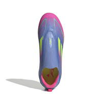 adidas F50 League Veterloze Gras / Kunstgras Voetbalschoenen (MG) Kids Blauw Neongeel Roze