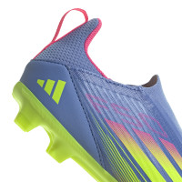 adidas F50 League Veterloze Gras / Kunstgras Voetbalschoenen (MG) Kids Blauw Neongeel Roze