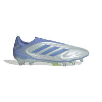 adidas Copa Pure III Elite Sans Lacets Gazon Naturel Chaussures de Foot (FG) Bleu Gris Jaune Néon