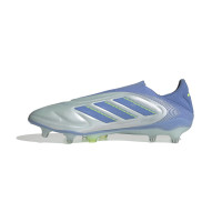 adidas Copa Pure III Elite Sans Lacets Gazon Naturel Chaussures de Foot (FG) Bleu Gris Jaune Néon