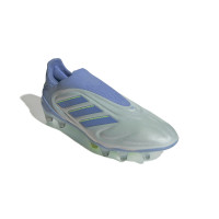 adidas Copa Pure III Elite Sans Lacets Gazon Naturel Chaussures de Foot (FG) Bleu Gris Jaune Néon