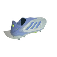 adidas Copa Pure III Elite Sans Lacets Gazon Naturel Chaussures de Foot (FG) Bleu Gris Jaune Néon