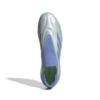 adidas Copa Pure III Elite Sans Lacets Gazon Naturel Chaussures de Foot (FG) Bleu Gris Jaune Néon