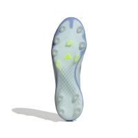 adidas Copa Pure III Elite Sans Lacets Gazon Naturel Chaussures de Foot (FG) Bleu Gris Jaune Néon