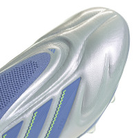 adidas Copa Pure III Elite Sans Lacets Gazon Naturel Chaussures de Foot (FG) Bleu Gris Jaune Néon