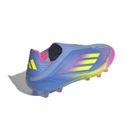 adidas F50 Elite Sans Lacets Gazon Artificiel Chaussures de Foot (AG) Bleu Jaune Néon Rose
