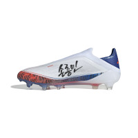 adidas F50 Son Elite Sans Lacets Gazon Naturel Chaussures de Foot (FG) Blanc Noir Rouge Bleu