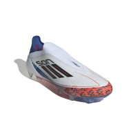 adidas F50 Son Elite Sans Lacets Gazon Naturel Chaussures de Foot (FG) Blanc Noir Rouge Bleu