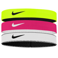 Lot de 3 bandeaux larges Nike Flex Classic, jaune, rose, blanc