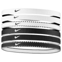 Lot de 6 Bandeaux pour cheveux Nike Flex Classic, blanc et noir