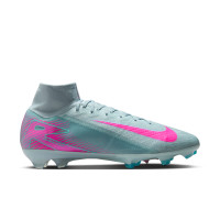Nike Zoom Mercurial Superfly 10 Elite Gazon Naturel Chaussures de Foot (FG) Bleu Clair Rose Vif